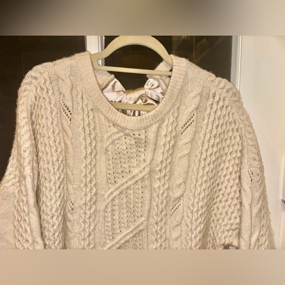 Express Cream Tie-In-Back Knit Sweater - XL - Picture 13 of 15